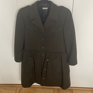 MIU MIU olive green wool coat size Euro 44